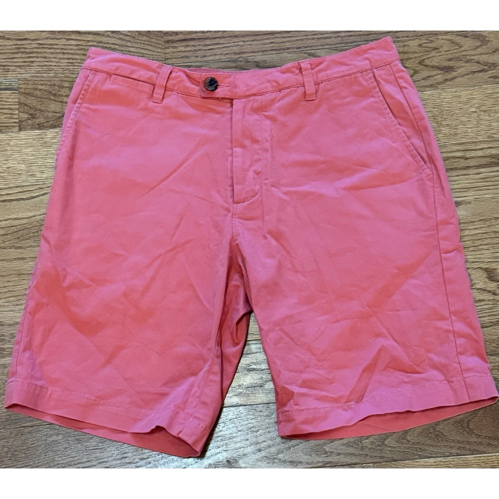 Criquet Orange Red Mens Cotton Spandex Flat Front Golf Shorts Size 33